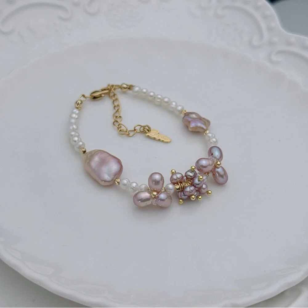 B142 Handmade Freshwater Baroque Pearl Bracelets - Picture 3 of 4